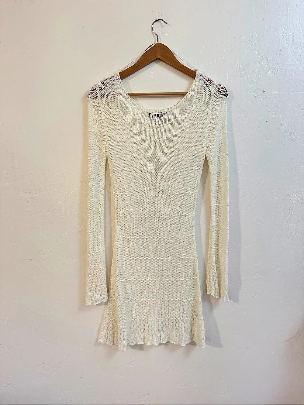 Cotton Candy LA Crochet Mini Dress in Cream Size Medium Like New